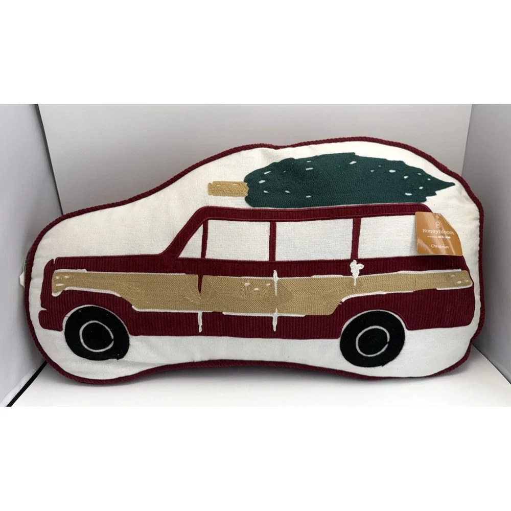 New Christmas Pillow Cushion Plush  Corduroy SUV & Tree Decoration 24